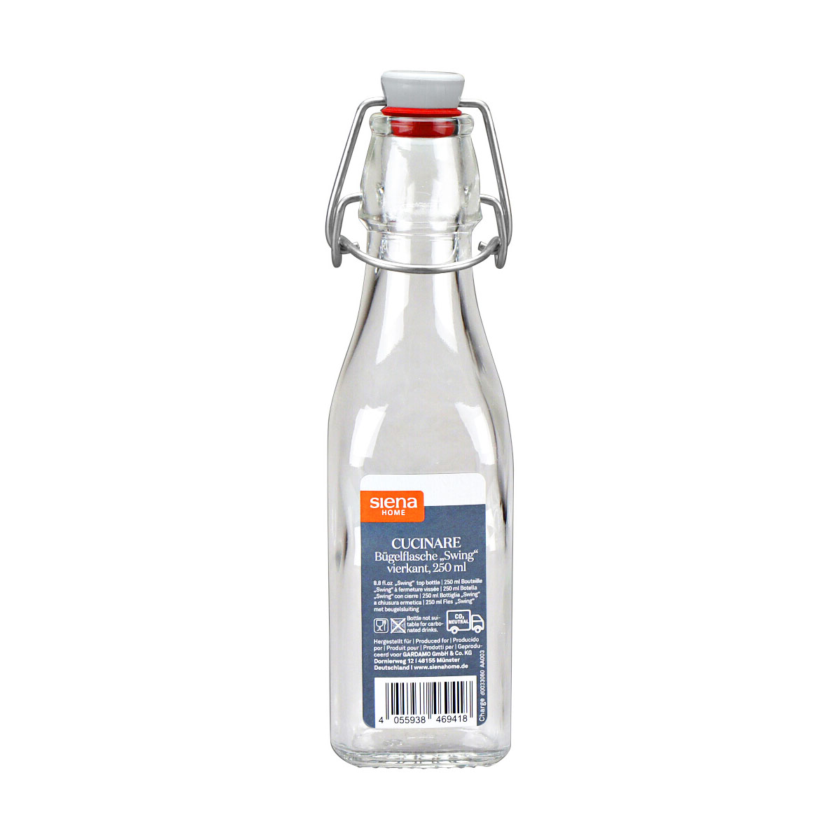 Bügelflasche Swing 250 ml vierkant | 512950