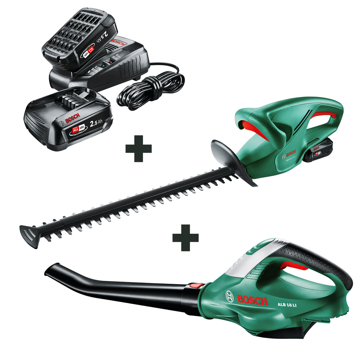 Bosch   Akku Heckenschere EHC Akku Laubbläser ALB18 und Akku Starter-Kit 18V | 513254