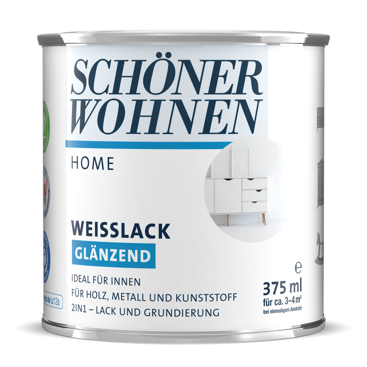 Schöner Wohnen Farbe Weißlack Home glänzend 375 ml | 375 | 0,375 | Glänzend | 533114