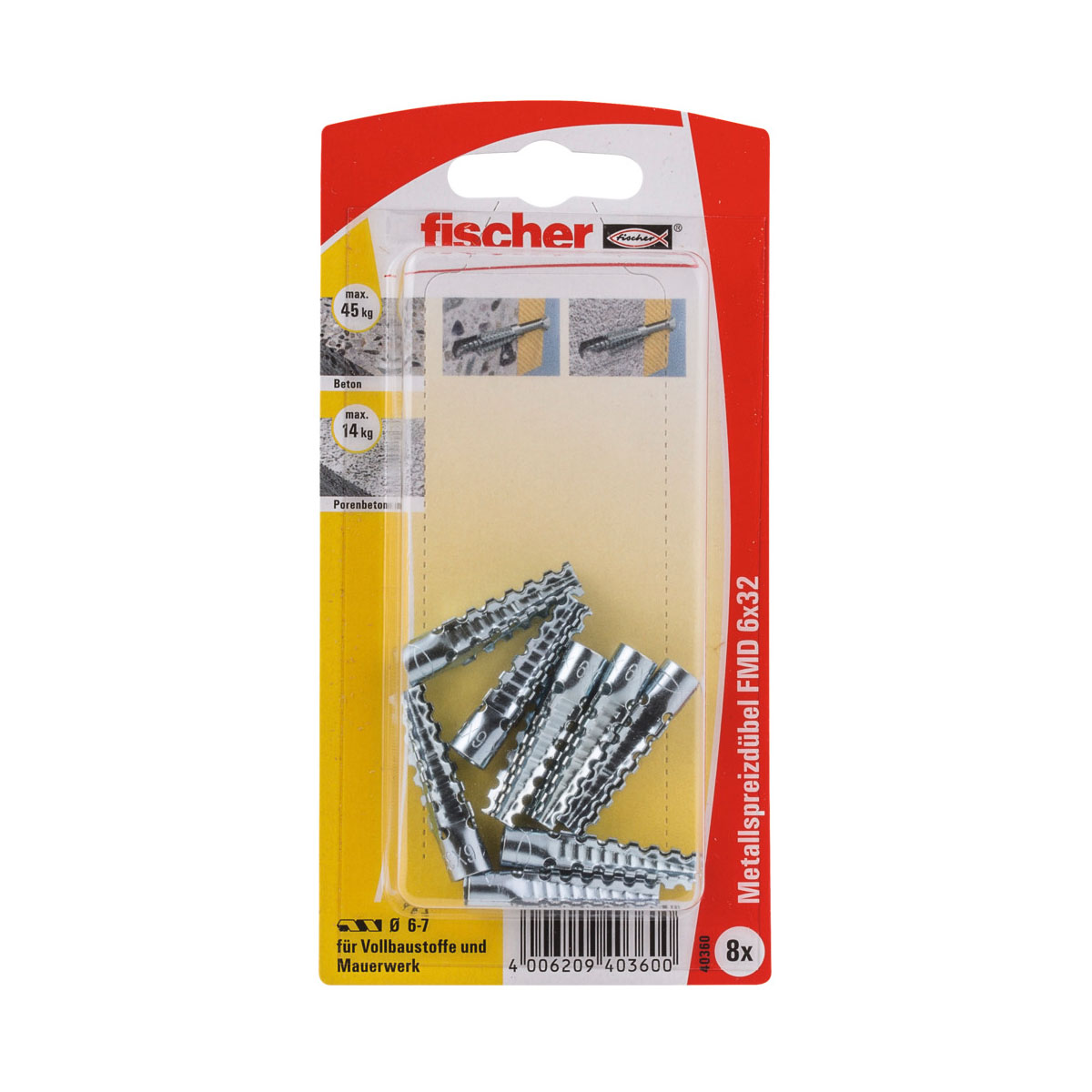 Fischer  Metallspreizdübel FMD 6 x 32 mm 8 Stück | 6 | 538097