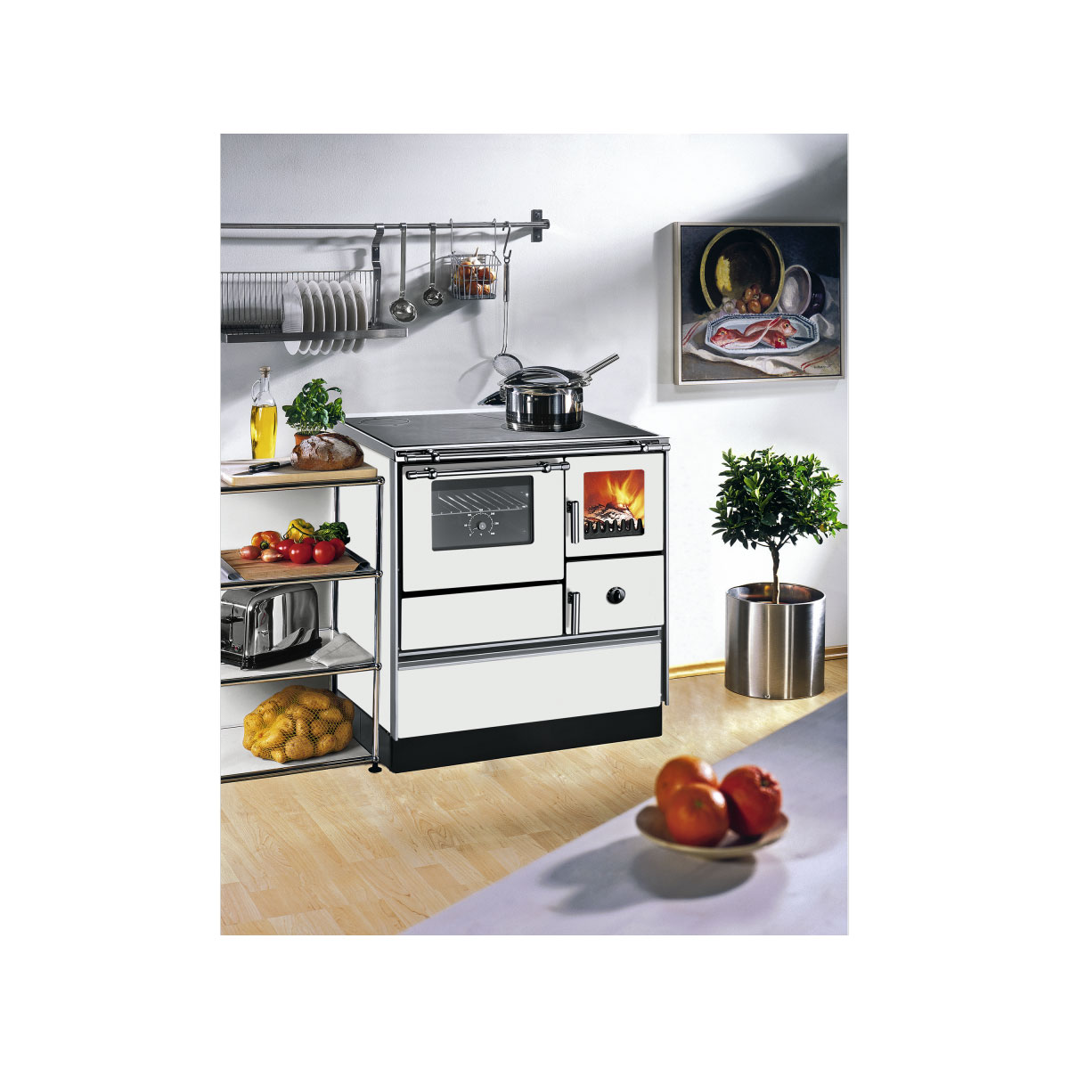 Westminster Wamsler Holzherd K 176 F/A-70 mit Fenster Abzug links 5 kW Herd Küchenherd weiß | Weiß | links | 592766