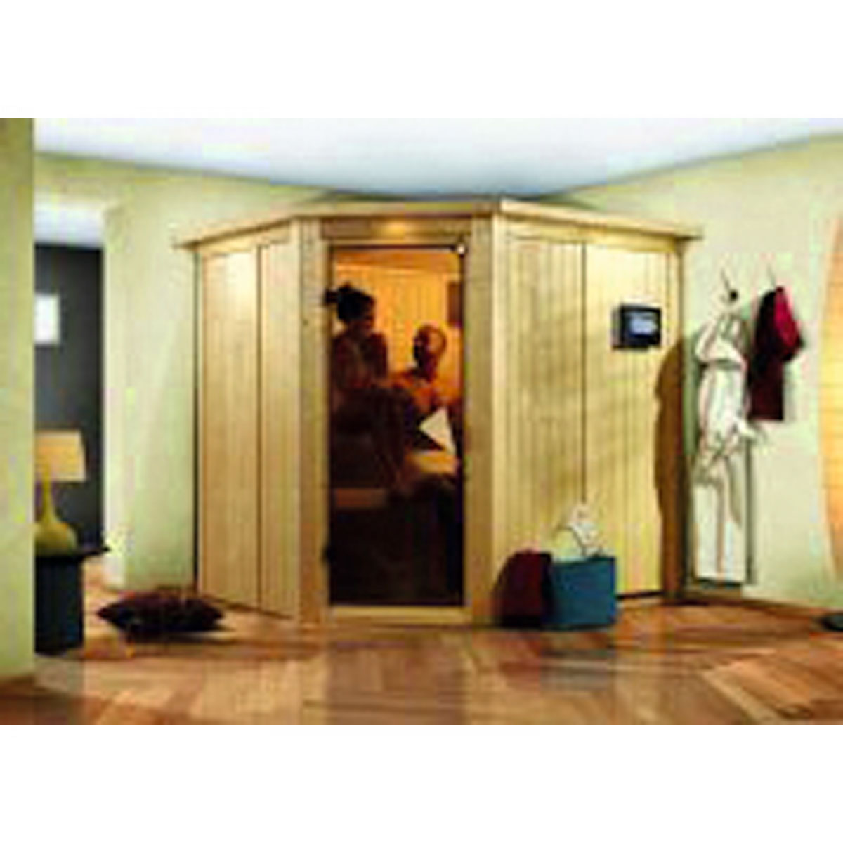 Karibu Systemsauna Lilja 68 mm ohne Ofen mit Dachkranz | ohne | Ja | 594779