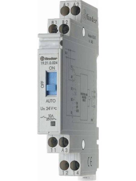 Finder 19.21.0.024.0000 Industrierelais Nennspannung: 24 V/DC, 24 V/AC Schaltstrom (max.): 10 A 1 Wechsler 1 St.