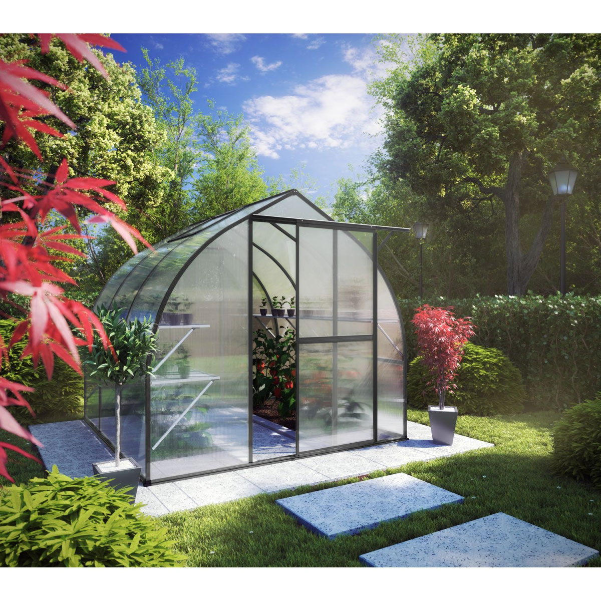 KGT Gewächshaus Rhodo III 5,15m² anthrazit | schwarz | 915381