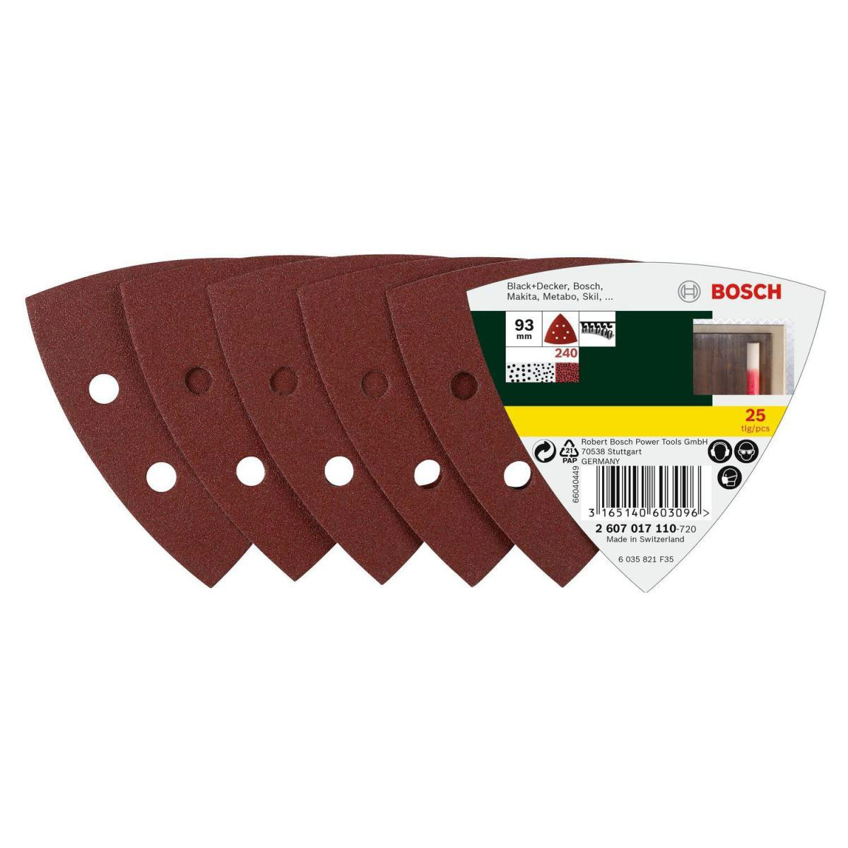 Bosch  Deltaschleifblatt Korund K240 9,3 cm 25 Stück | K240 | 922606