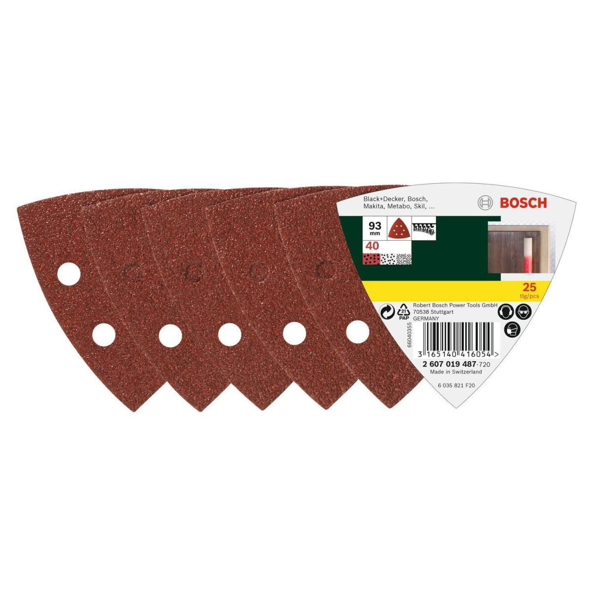 Bosch  Deltaschleifblatt Korund K40 9,3 cm 25 Stück | K40 | 922608
