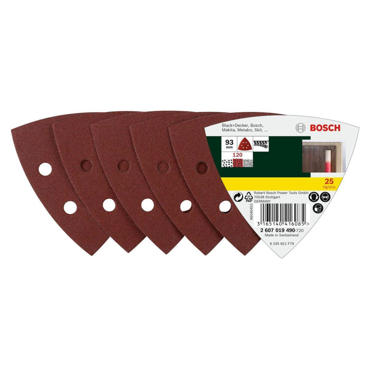 Bosch  Deltaschleifblatt Korund K120 9,3 cm 25 Stück | K120 | 922611
